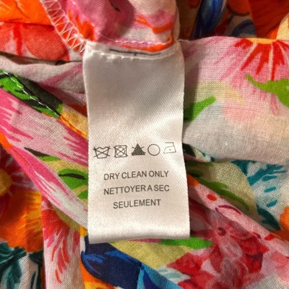 Hale Bob Top Lucinda Pink Orange Blue Floral Bell Sleeve Boho Resort Blouse M - Picture 15 of 15